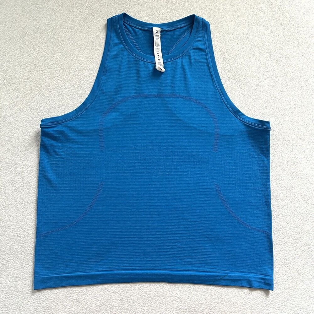 Lululemon Women Poolside Blue Swiftly Tech High Neck Tank Top 2.0 Race Length 12